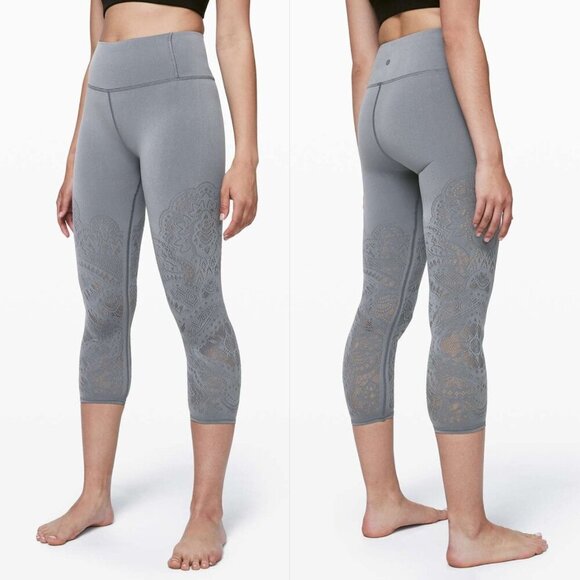 Lululemon Reveal Crop Leggings Zen Expression Solar Grey 20412 - Picture 1 of 11